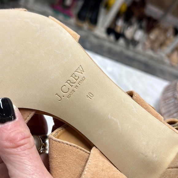 J. Crew Tan Suede Ankle Wrap Strap Sandal Size 10 NEW! - Picture 8 of 9